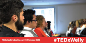 TEDxWellington Salon #3 attendees watching a talk